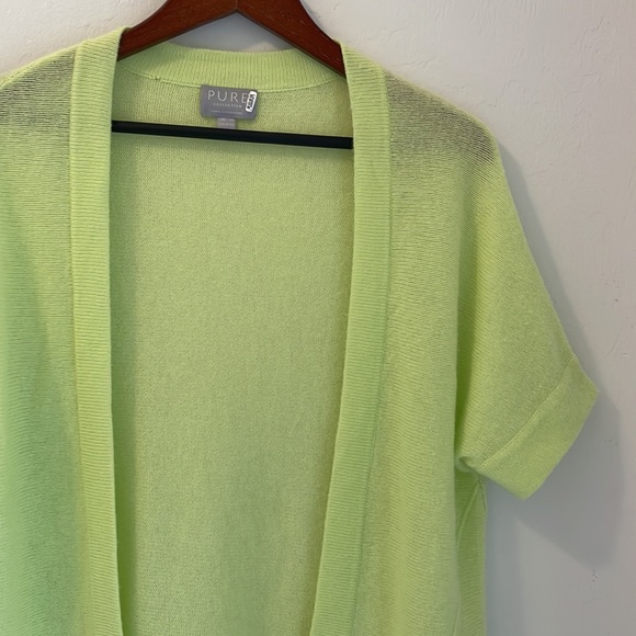 Pure Collection Cashmere Sweater Cardigan Women’s Size 8/10 Medium Chartreuse - Picture 3 of 11